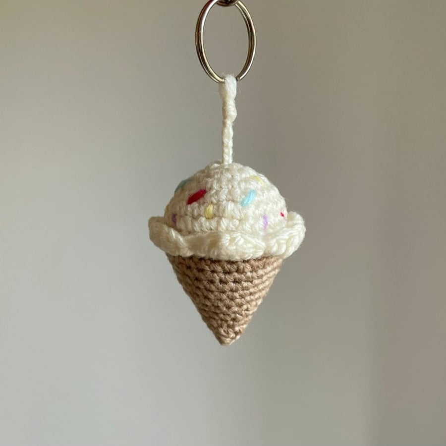 Ice Cream Crochet Keyring