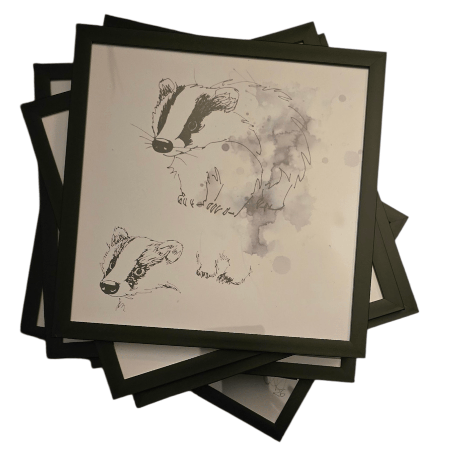 Prints of original badger sketches 