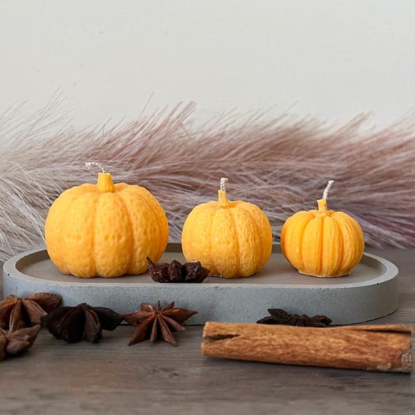 Pumpkin shaped candles - Set of 3 Halloween Gifts -  Autumnal Home Decor 