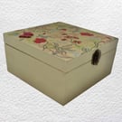 Cream Floral: Decorated Wooden Trinket Keepsake Box 16cm