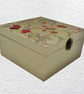 Cream Floral: Decorated Wooden Trinket Keepsake Box 16cm