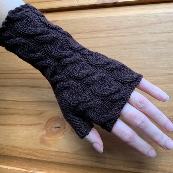 wrist warmers merino wool brown 