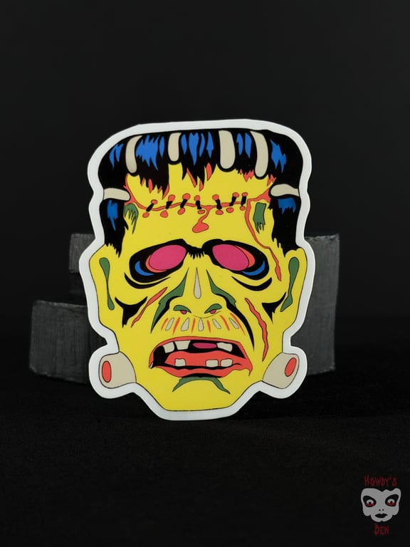 Frankensteins Monster Vintage Style Halloween Mask Sticker 