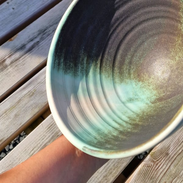 Teal Hand-Thrown Stoneware Bowl (heavy) 