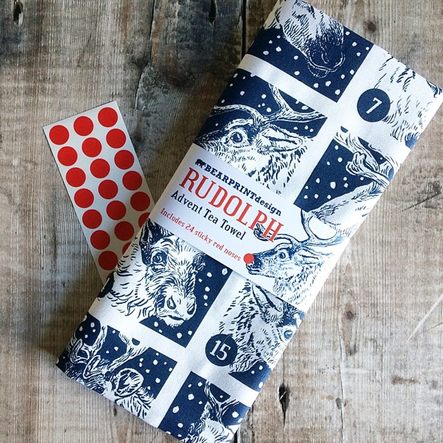 'Rudolph' Advent Tea Towel