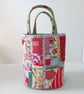 Cotton Patchwork Quilt Bucket Bag, Fabric Basket, Project Bag - Image 3