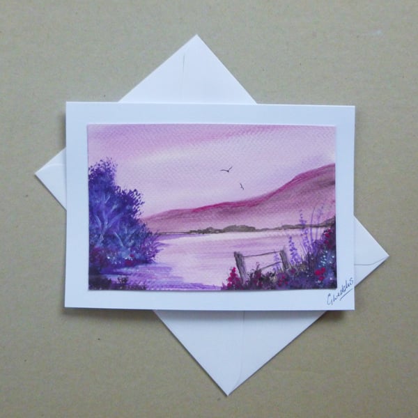 original art hand painted blank greetings card (ref FA 453 E1 )