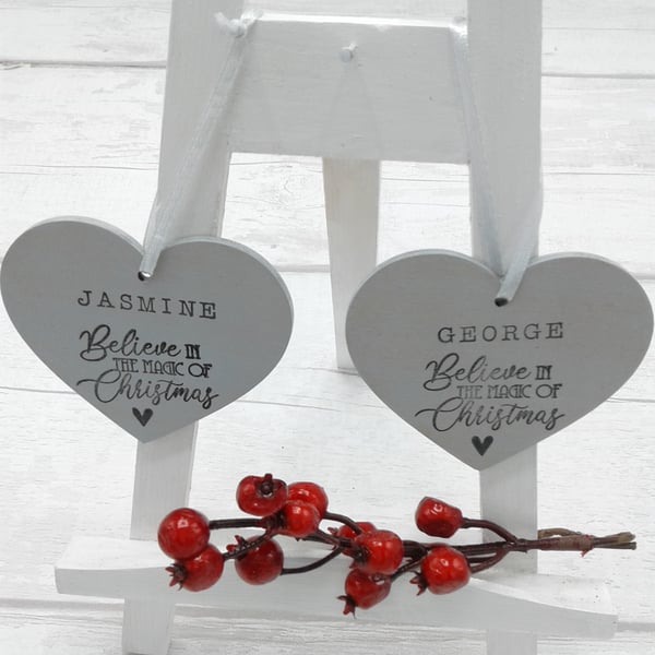 Personalised Christmas decoration. Tree decoration. Wooden heart.