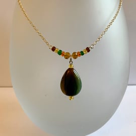 Malachite Agate Stone Pendant Necklace.