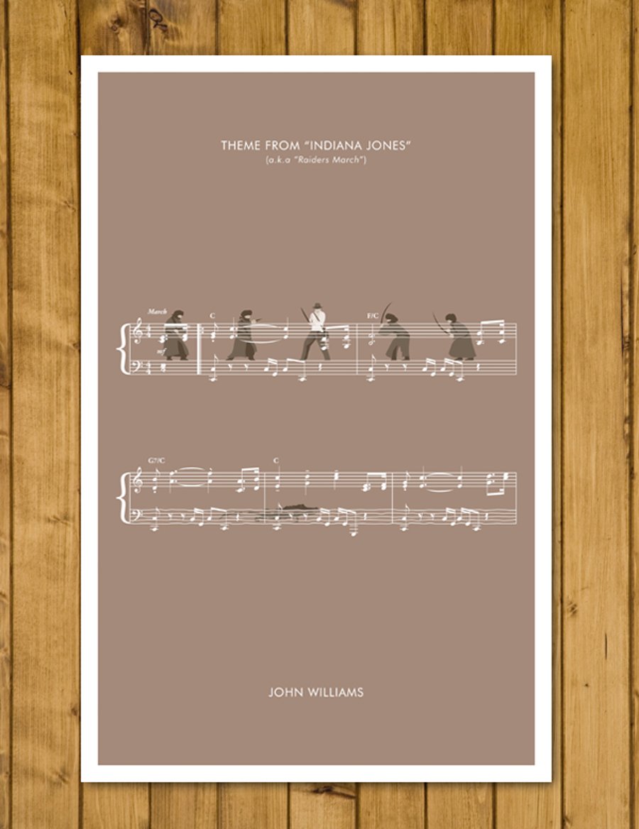 INDIANA JONES - Theme by John Williams - Movie Classics Poster - Various Sizes