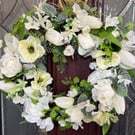  Spring Summer Door Wreath white flowers gift wedding wall hanging luxury wreath