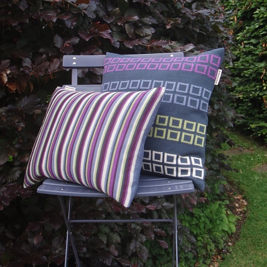 Fine stripe cushion - Stormy colourway