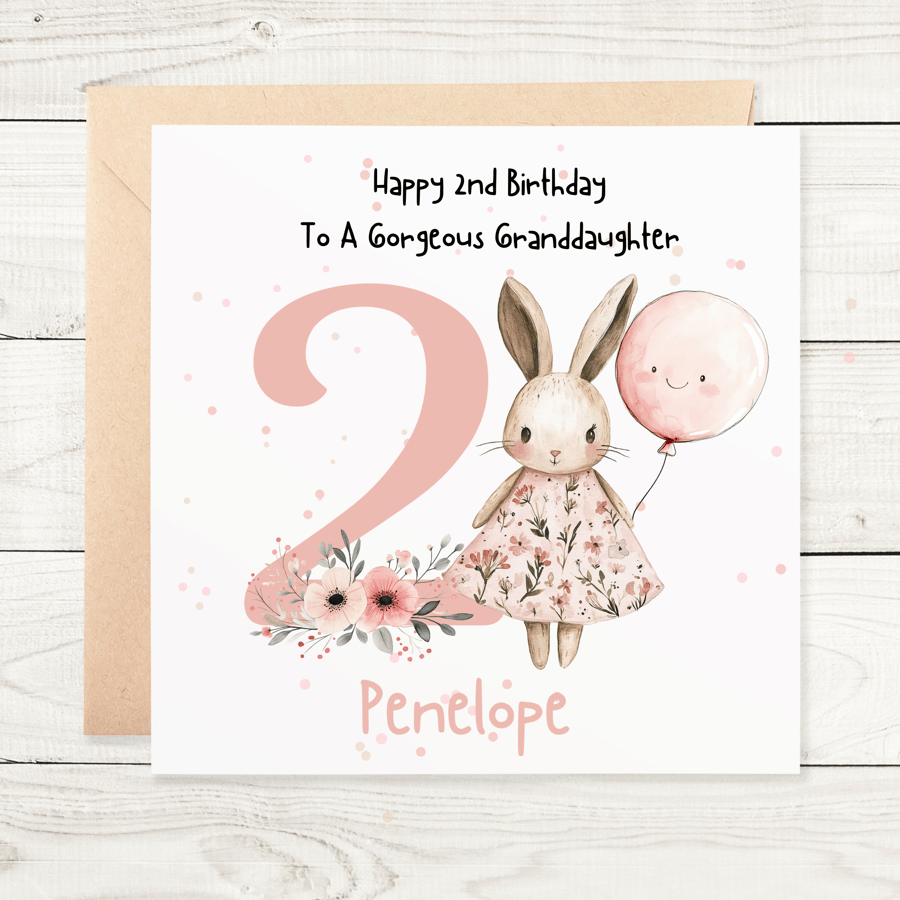 Personalised 2nd Birthday Card, Granddaughter, Daughter, Niece