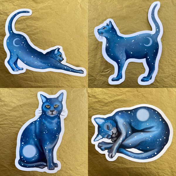 4 x Stickers - Cat Stickers! Scrapbooking, laptop decor, cat sticker set