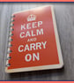 Keep Calm and Carry On poster spiral bound Notebook Terrcotta - Folksy