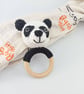 Crochet Panda Teether: Wooden Rattle Ring, Newborn Gift - Image 7