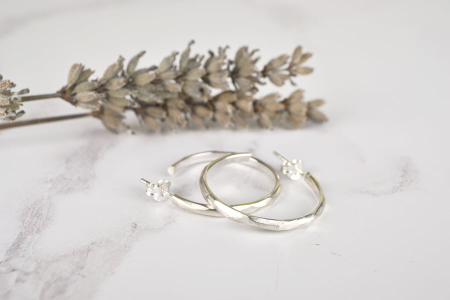 Facet hoop earrings
