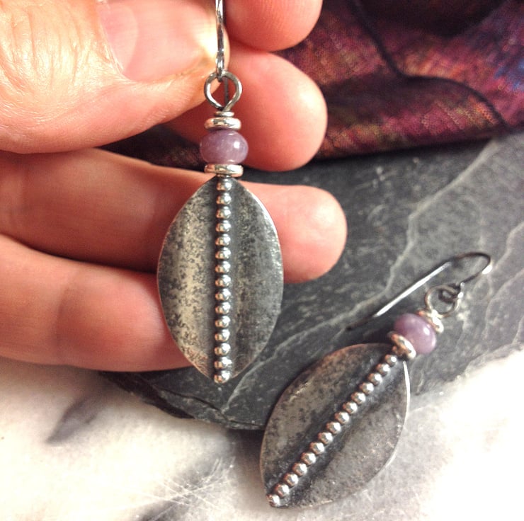 •DUSK STORM• tourmaline in lepidolite + mixed metal earrings