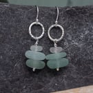 Sea Glass and Silver Circle Earrings