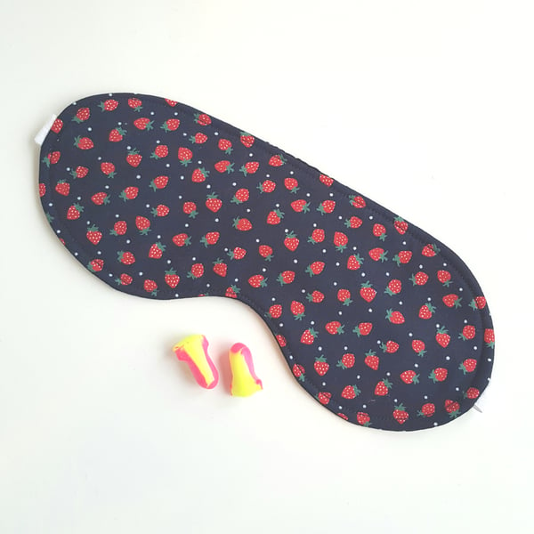 Strawberries Sleep Mask, Adjustable, made with all natural fabrics - Free P&P