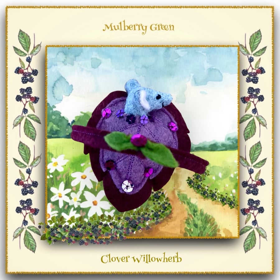 Clover Willowherb - a Baby Pip Squeak from Mulberry Green in a Leaf Cradle