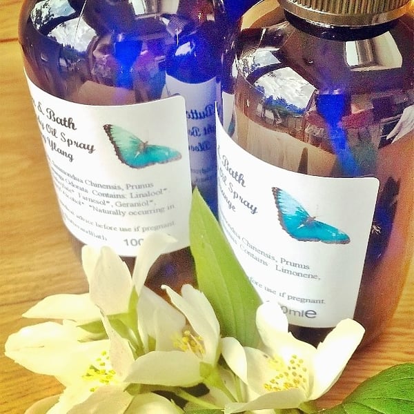 100% Natural Body Oil Spray with Ylang Ylang Essential Oil 