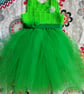 Green crochet dress with tulle skirt 