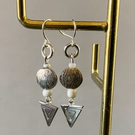 Stainless Steel Triangle Charm Earrings.