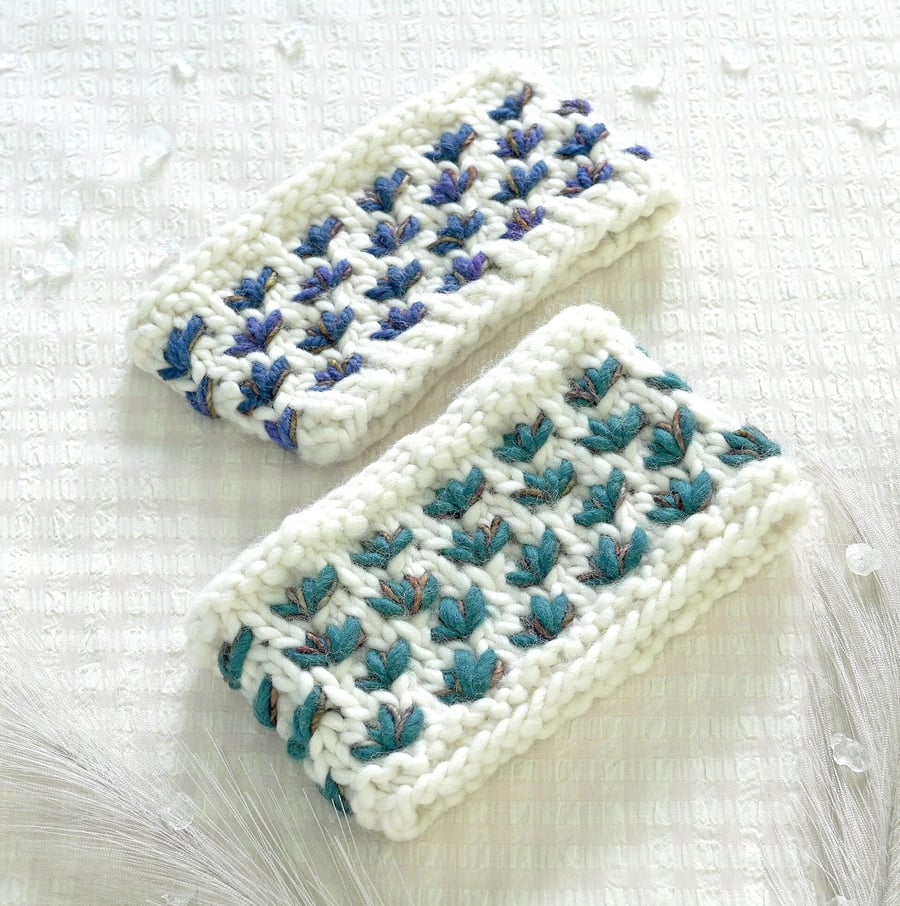 Hand Knit Merino Wool Ear Warmers: Small adult, or teen sized headbands