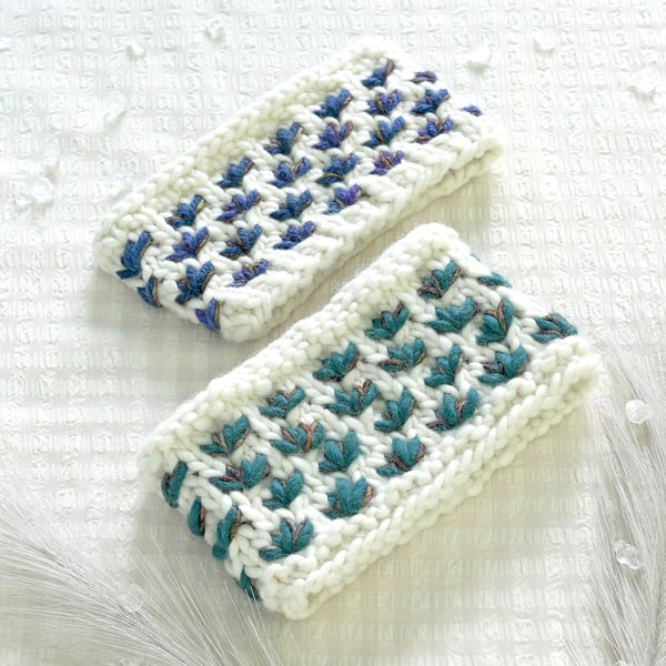 Hand Knit Merino Wool Ear Warmers: Small adult, or teen sized headbands