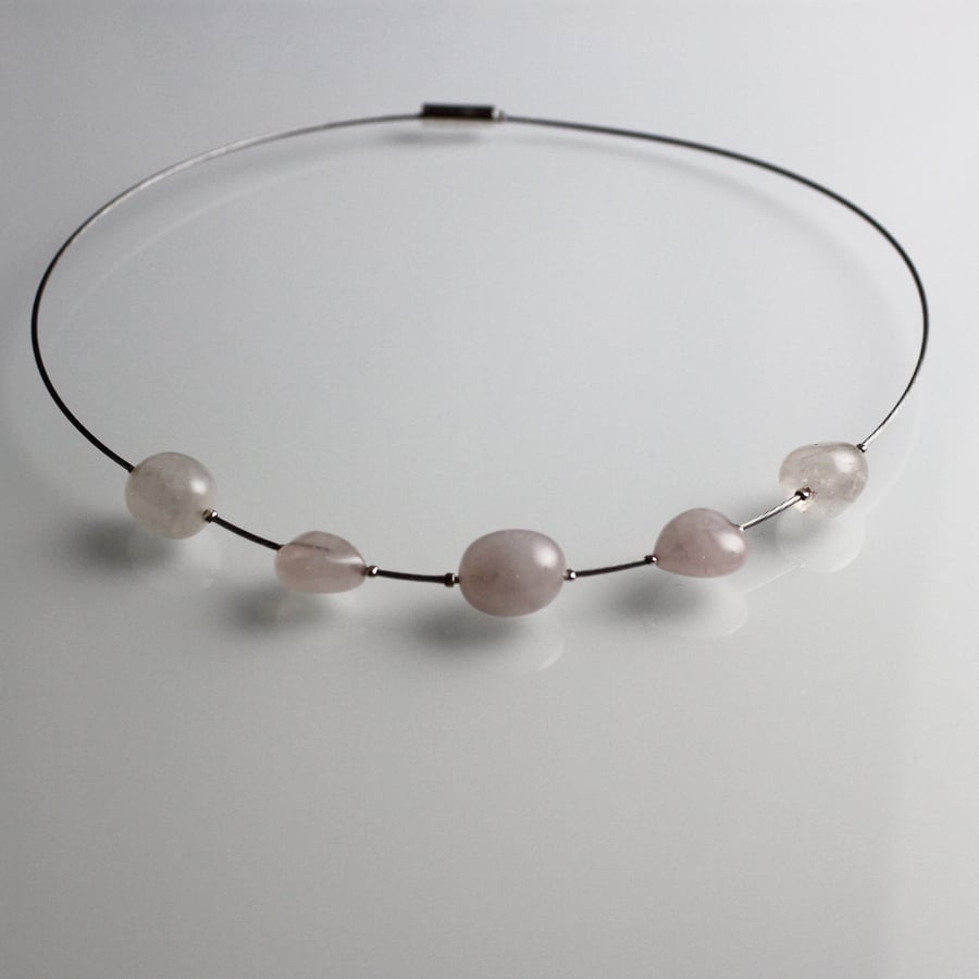 Rose Quartz Tigertail Necklace