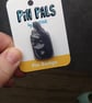 Funny cat stuck in a jar pin badge - Image 1