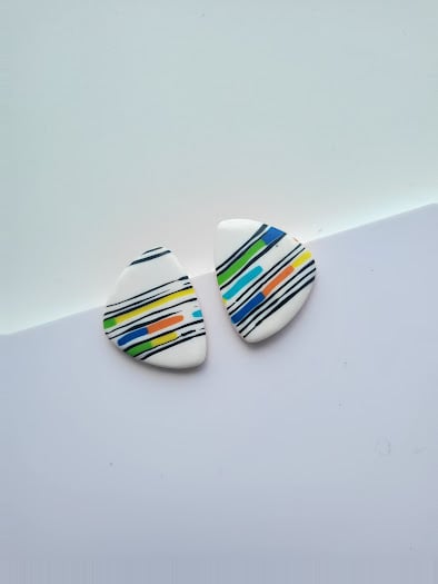 Handmade Polymer Clay Stud Earrings - Confetti Pop" Studs