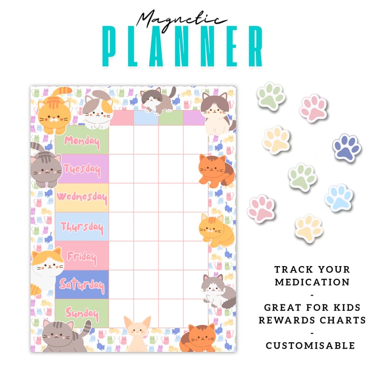 Magnetic Medication & Habit Tracker – A4 Weekly Planner Board Organiser