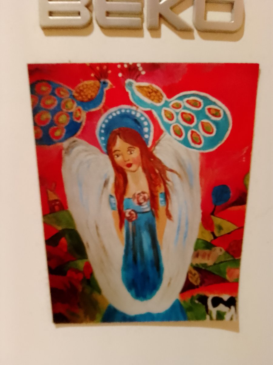 Angel and Peacock Large Fridge Magnet 4.5" x 5.5"