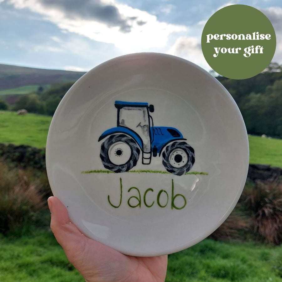 Farm tractor plate, childs plate, dinner set