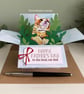 Ginger Tabby Cat Card; Personalised, Birthday or Blank. Cat in a box gift card - Image 6