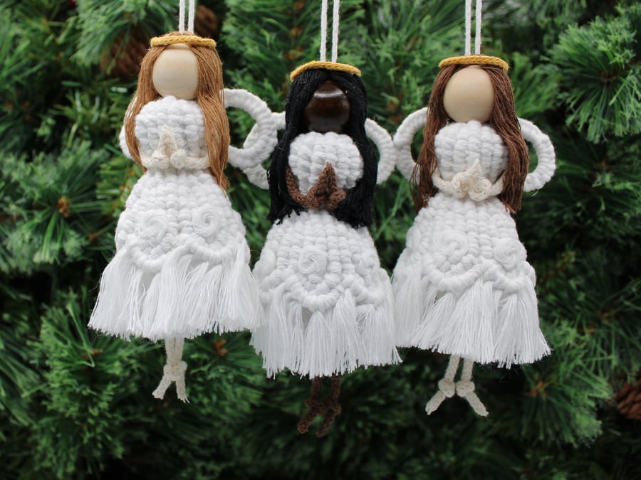 Macrame Christmas Angel, Christmas tree decoration