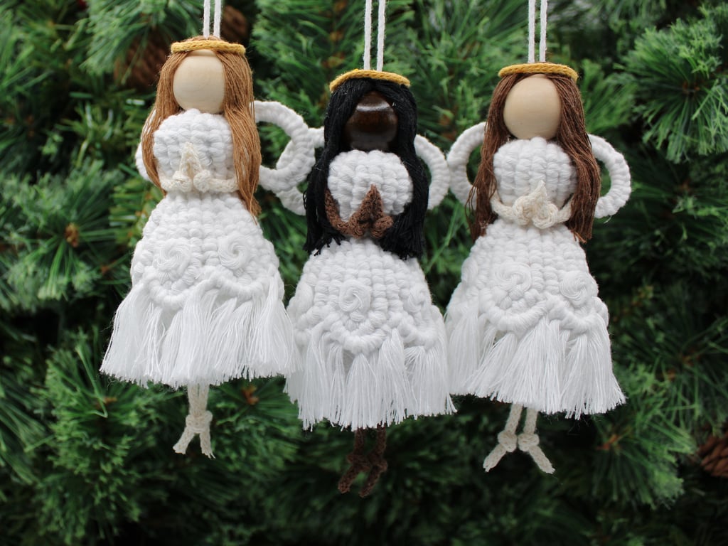 Macrame Christmas Angel, Christmas tree decoration