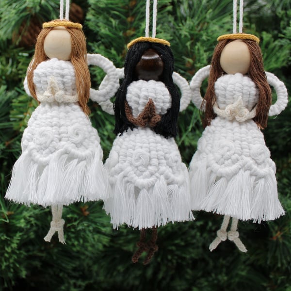 Macrame Christmas Angel, Christmas tree decoration