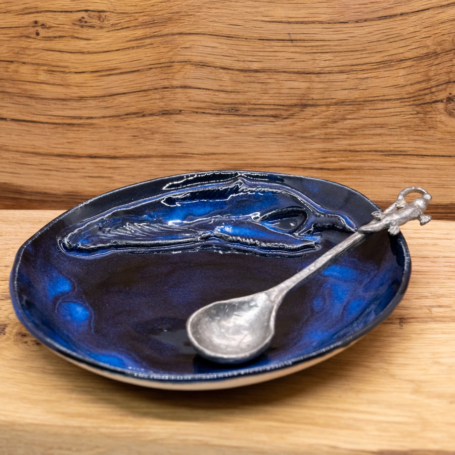 Handmade Ceramic Bowl - Midnight Blue Humpback Whale