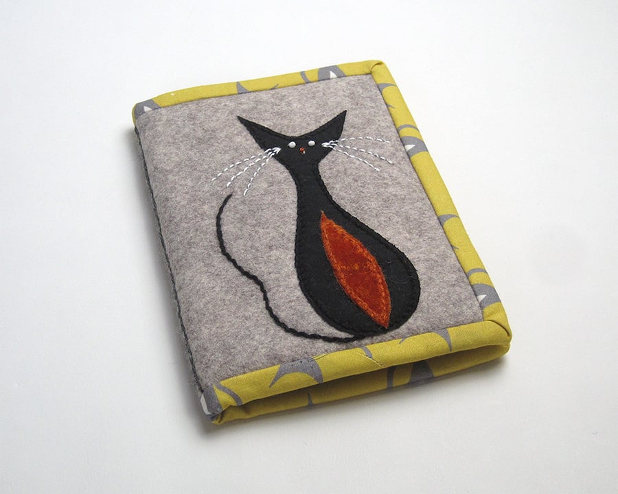 Notebook with mid-century cat appliqué