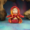 Tiny Elemental Fire Gnome 'Ferno' 1.5" OOAK Sculpt by Ann Galvin