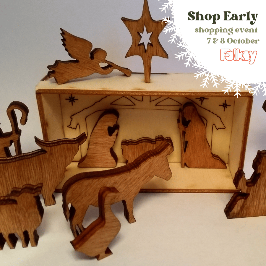Miniature Wooden Nativity Set in a Box