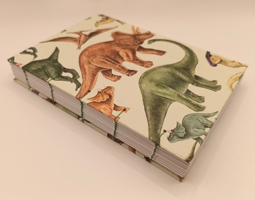 Hand bound, A6, Retro Dinosaur cover, Journal, Notebook