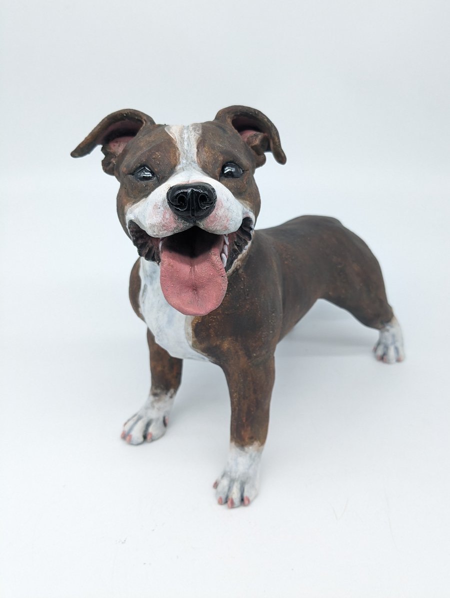 Happy Staffy Sculpture