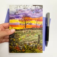 Sunrise tree printed card. 