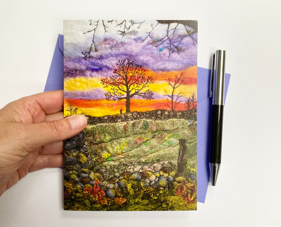 Sunrise tree printed card. 