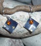 Summer seconds upcycled tin earrings with amber stone and sterling silve - Image 1