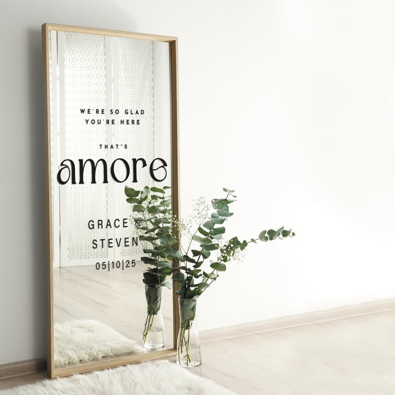 That's Amore - Nouveau Personalised Sticker: Custom Wedding Mirror Decal
